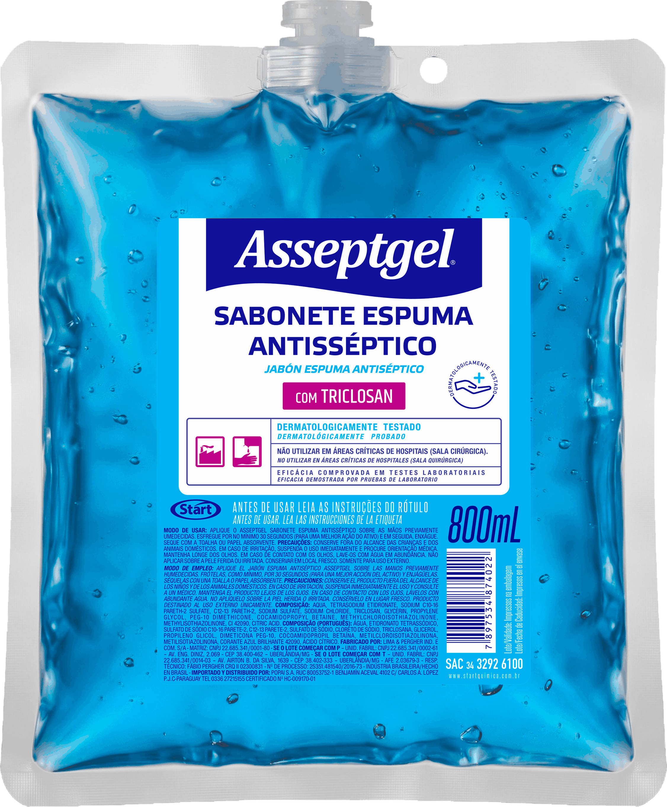 Jabón En Espuma Asseptgel Con Triclosán Bag
